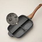 Versatile Triple-Compartment Nonstick Cooking Pan