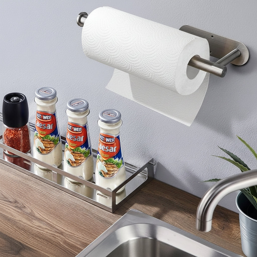 Under-Cabinet Paper Towel Dispenser in Black Stainless Steel