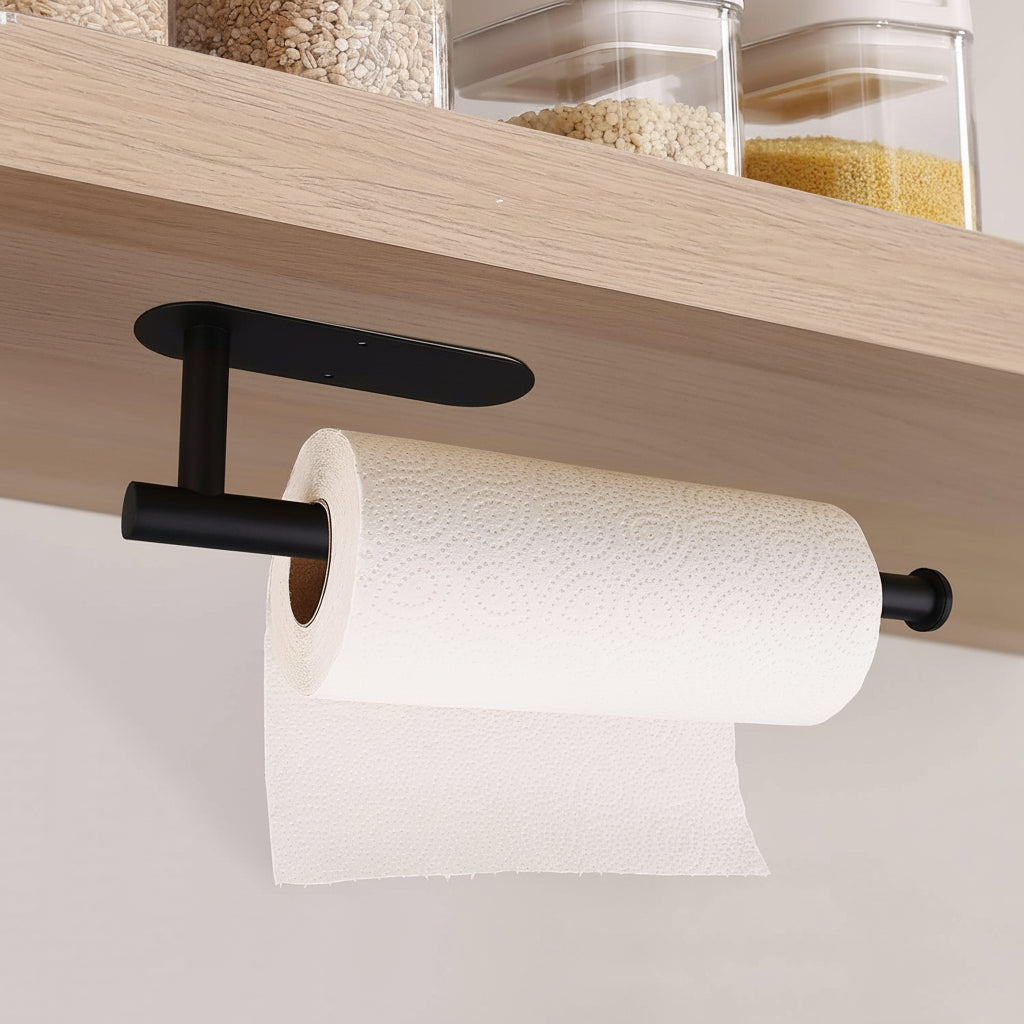 Under-Cabinet Paper Towel Dispenser in Black Stainless Steel
