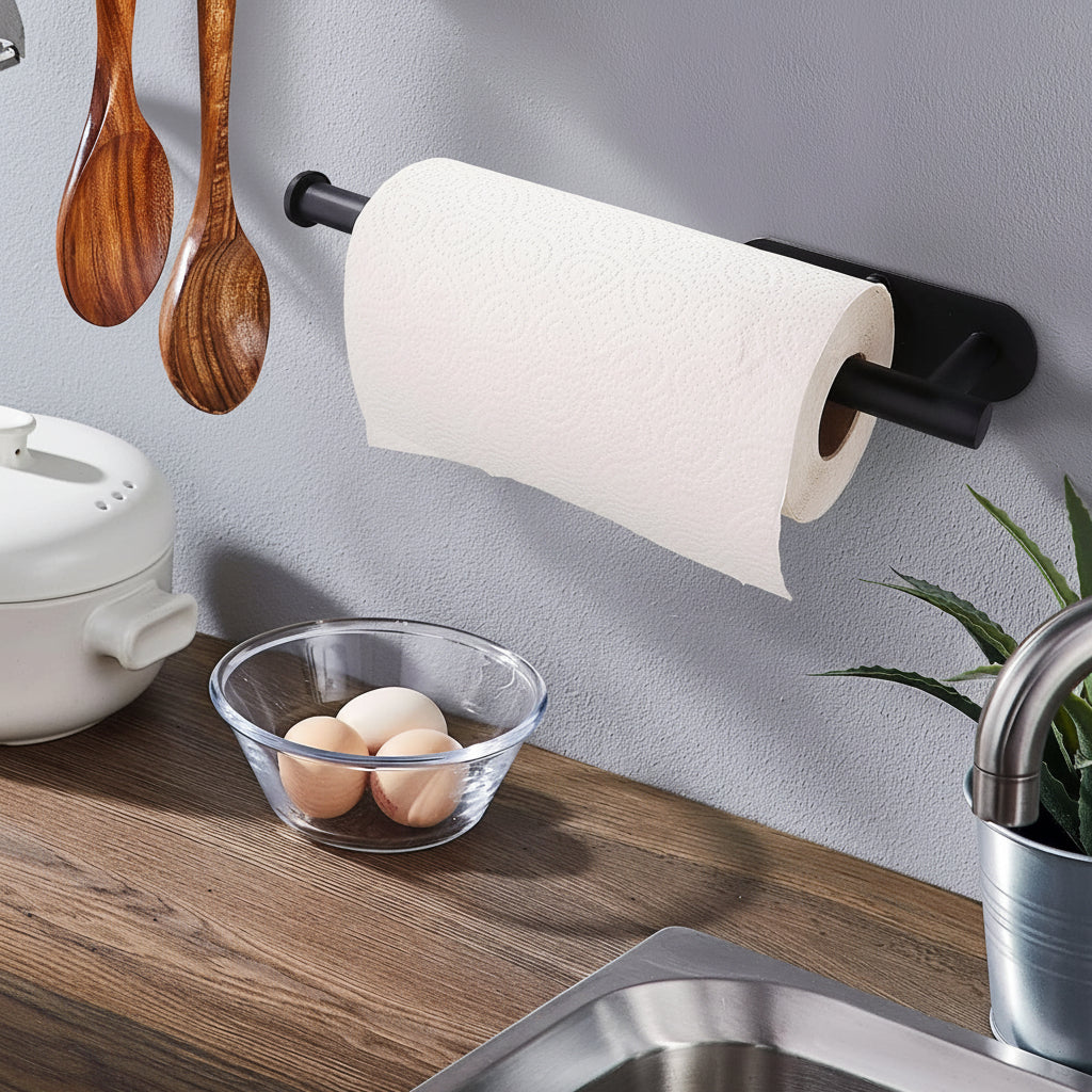 Under-Cabinet Paper Towel Dispenser in Black Stainless Steel