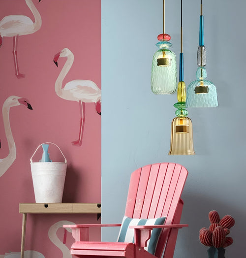 Bell Shade Glass Pendant Light in Pastel Colors