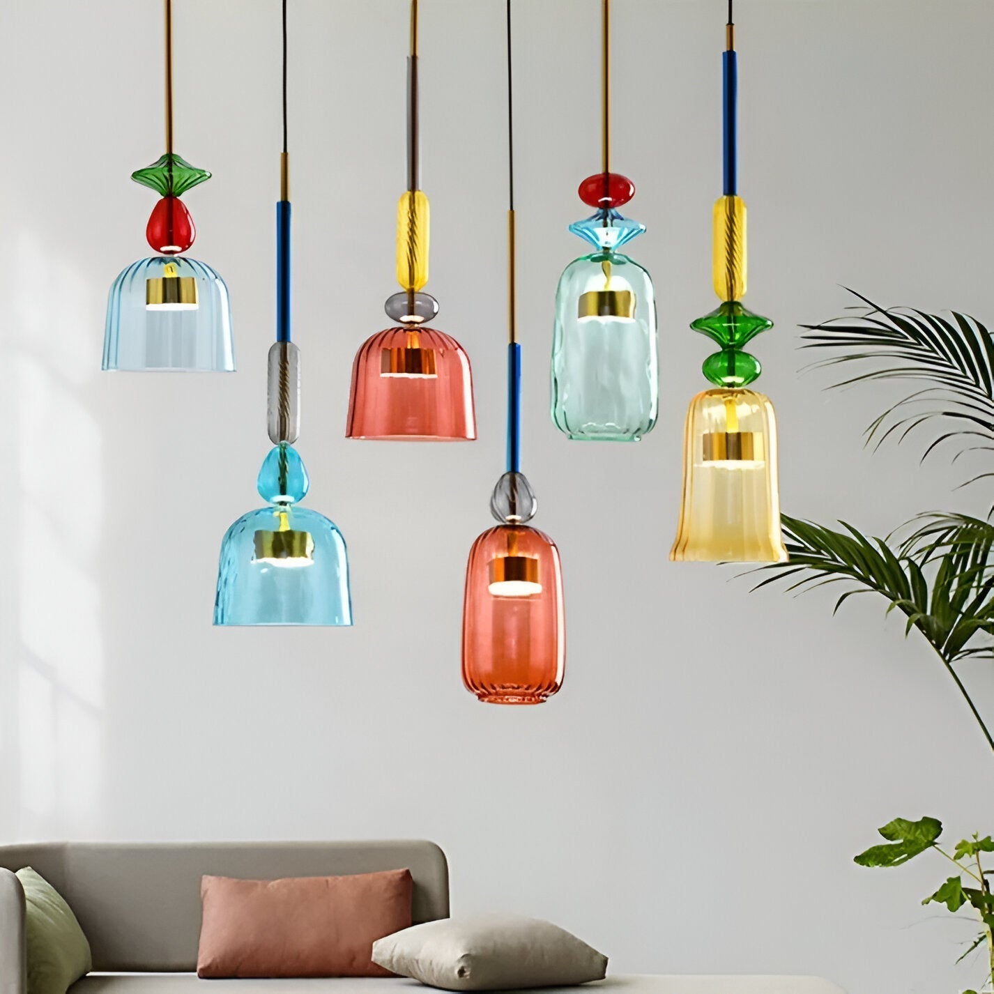 Bell Shade Glass Pendant Light in Pastel Colors