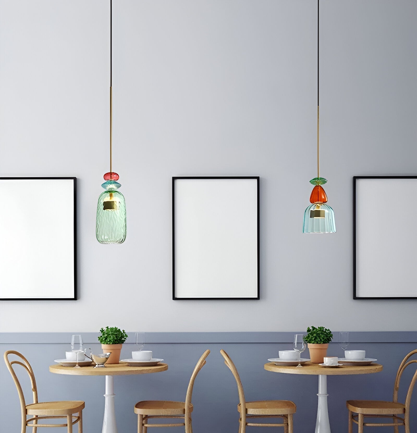 Bell Shade Glass Pendant Light in Pastel Colors