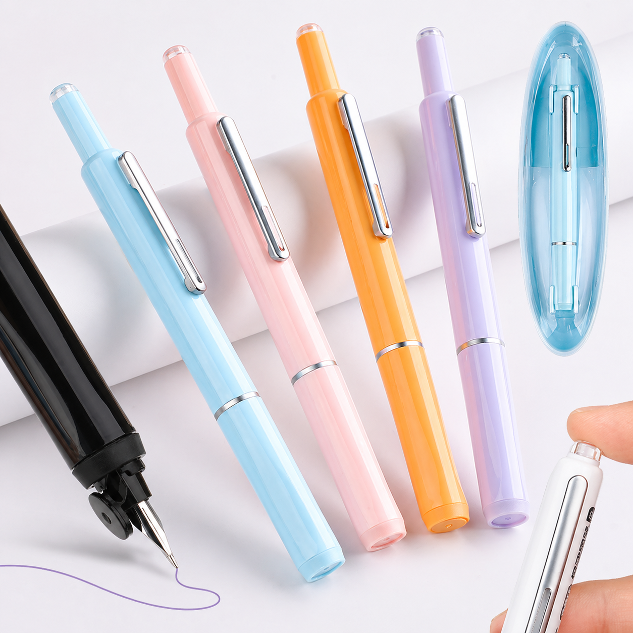 Retractable Fountain Pen with Refillable Stainless Steel Ink