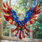 Stained Glass Suncatcher Featuring Patriotic Eagle Wall Decor