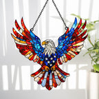 Stained Glass Suncatcher Featuring Patriotic Eagle Wall Decor