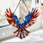 Stained Glass Suncatcher Featuring Patriotic Eagle Wall Decor