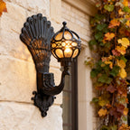 Vintage Aluminum Outdoor Wall Light with Glass Shade – IP55 Rated Peacock