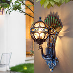 Vintage Aluminum Outdoor Wall Light with Glass Shade – IP55 Rated Peacock