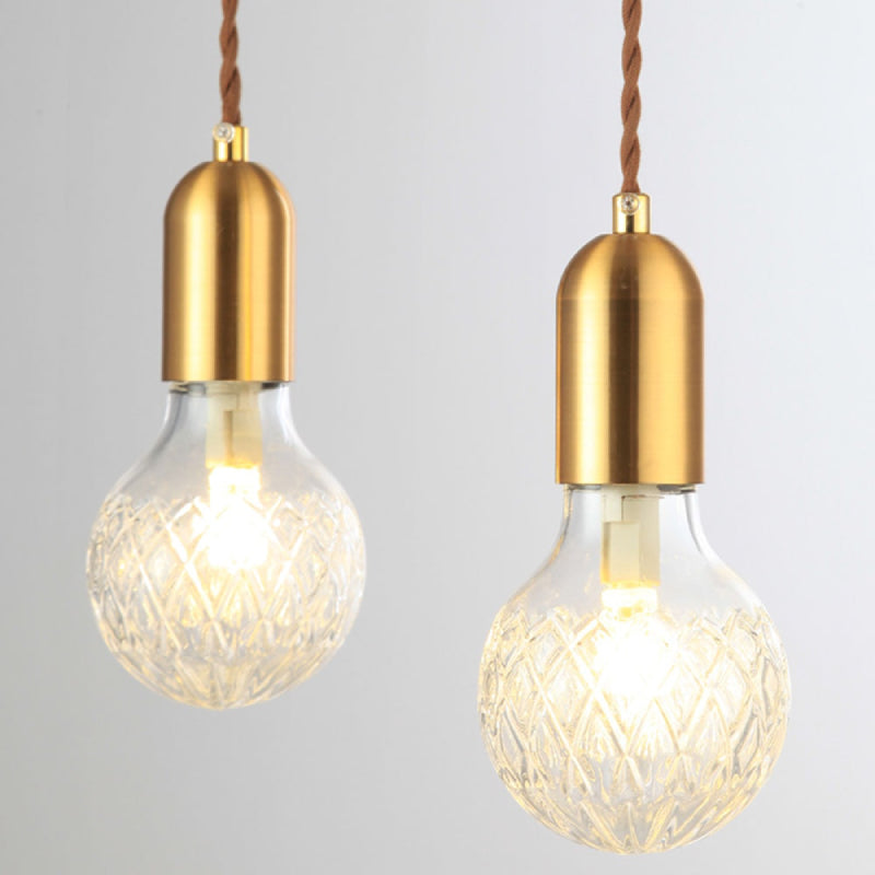 Radiant Elegance: Brass Pendant Light with Crystal Glass Shade