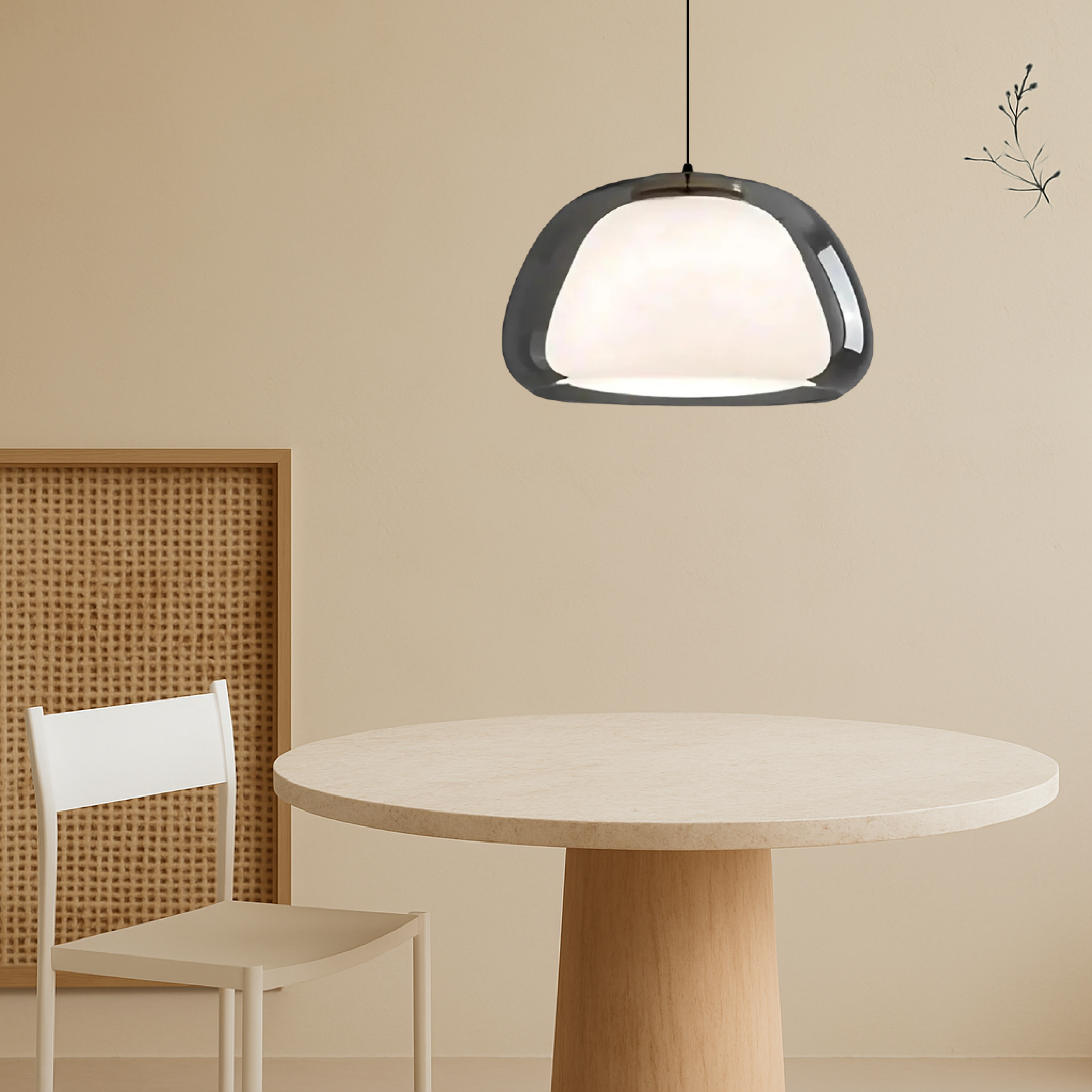 Double Glass Jelly-Shaped Shade Pendant Light Fixture