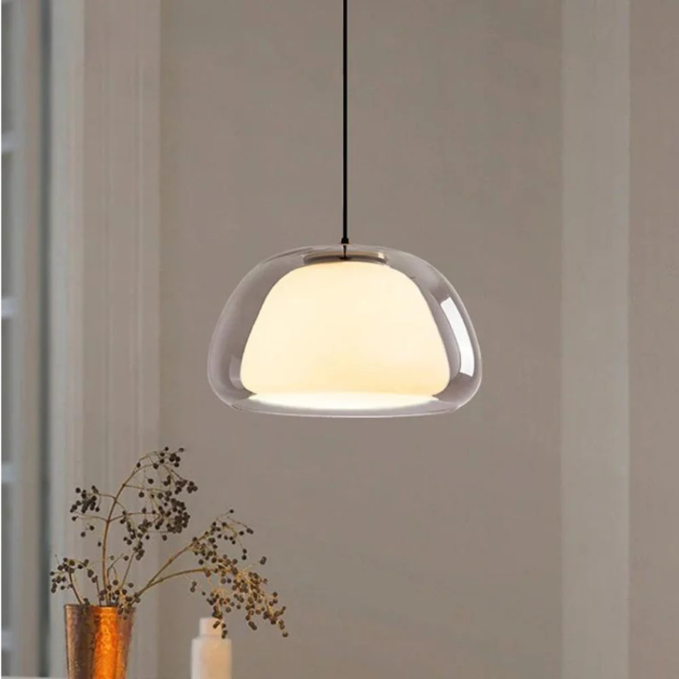 Double Glass Jelly-Shaped Shade Pendant Light Fixture