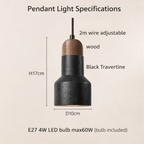 Sleek Walnut & Black Pendant Light for Kitchen Spaces