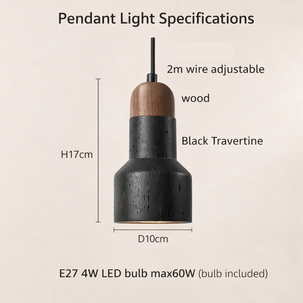 Sleek Walnut & Black Pendant Light for Kitchen Spaces