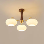 Elegant Brass and Wood Chandelier for Contemporary Dining Room