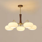 Elegant Brass and Wood Chandelier for Contemporary Dining Room