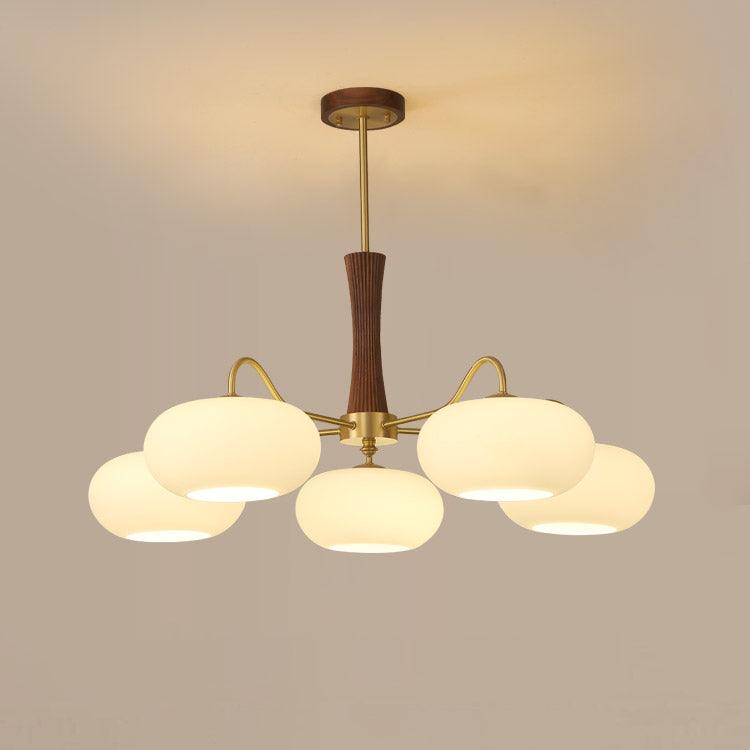 Elegant Brass and Wood Chandelier for Contemporary Dining Room