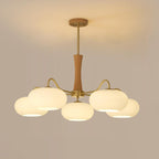 Elegant Brass and Wood Chandelier for Contemporary Dining Room