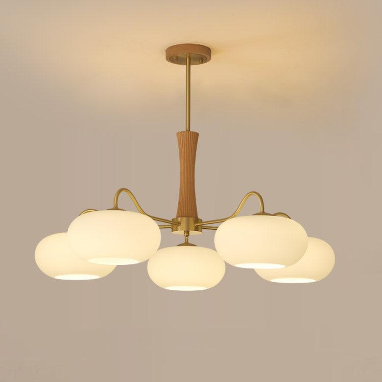 Elegant Brass and Wood Chandelier for Contemporary Dining Room
