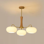 Elegant Brass and Wood Chandelier for Contemporary Dining Room