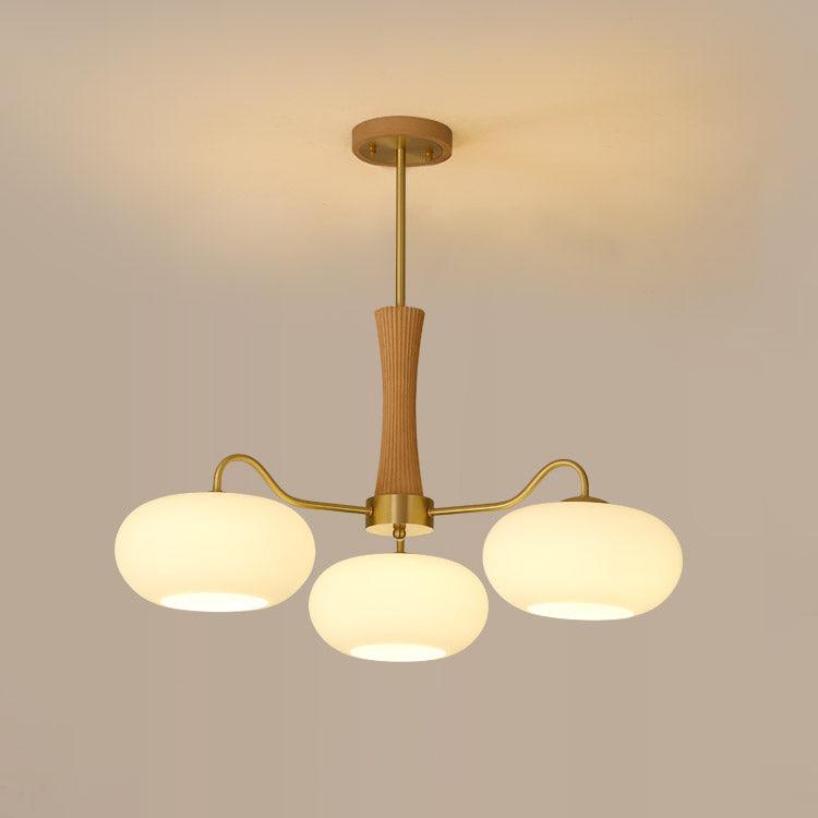 Elegant Brass and Wood Chandelier for Contemporary Dining Room