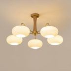 Elegant Brass and Wood Chandelier for Contemporary Dining Room