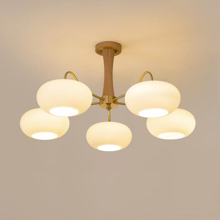 Elegant Brass and Wood Chandelier for Contemporary Dining Room