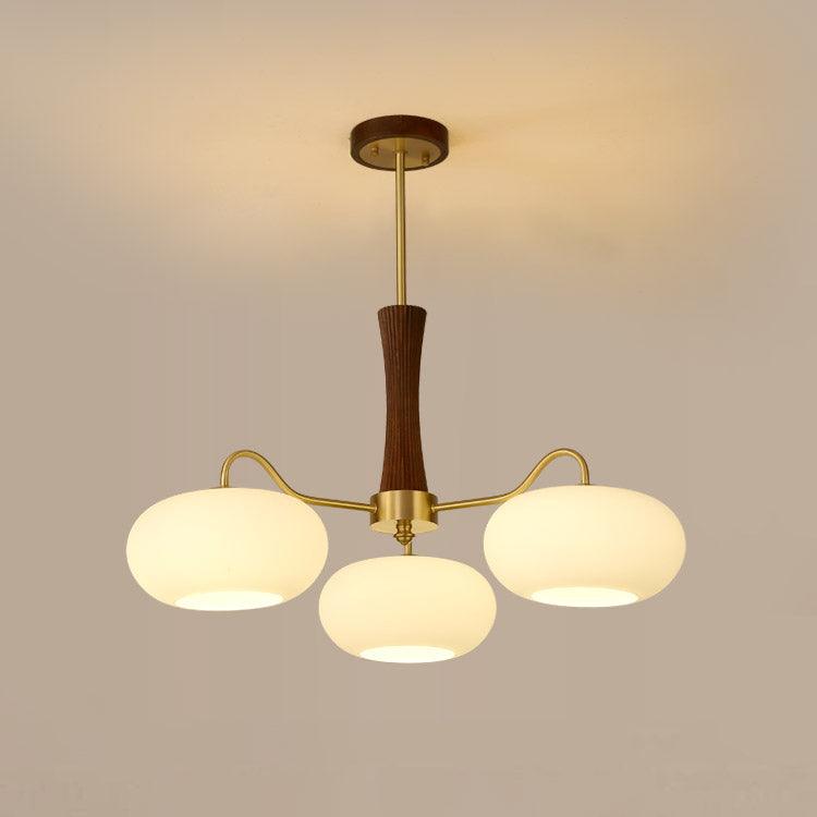 Elegant Brass and Wood Chandelier for Contemporary Dining Room