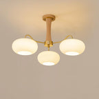 Elegant Brass and Wood Chandelier for Contemporary Dining Room
