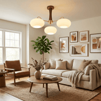 Elegant Brass and Wood Chandelier for Contemporary Dining Room