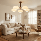 Elegant Brass and Wood Chandelier for Contemporary Dining Room