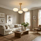Elegant Brass and Wood Chandelier for Contemporary Dining Room