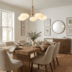 Elegant Brass and Wood Chandelier for Contemporary Dining Room