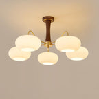 Elegant Brass and Wood Chandelier for Contemporary Dining Room
