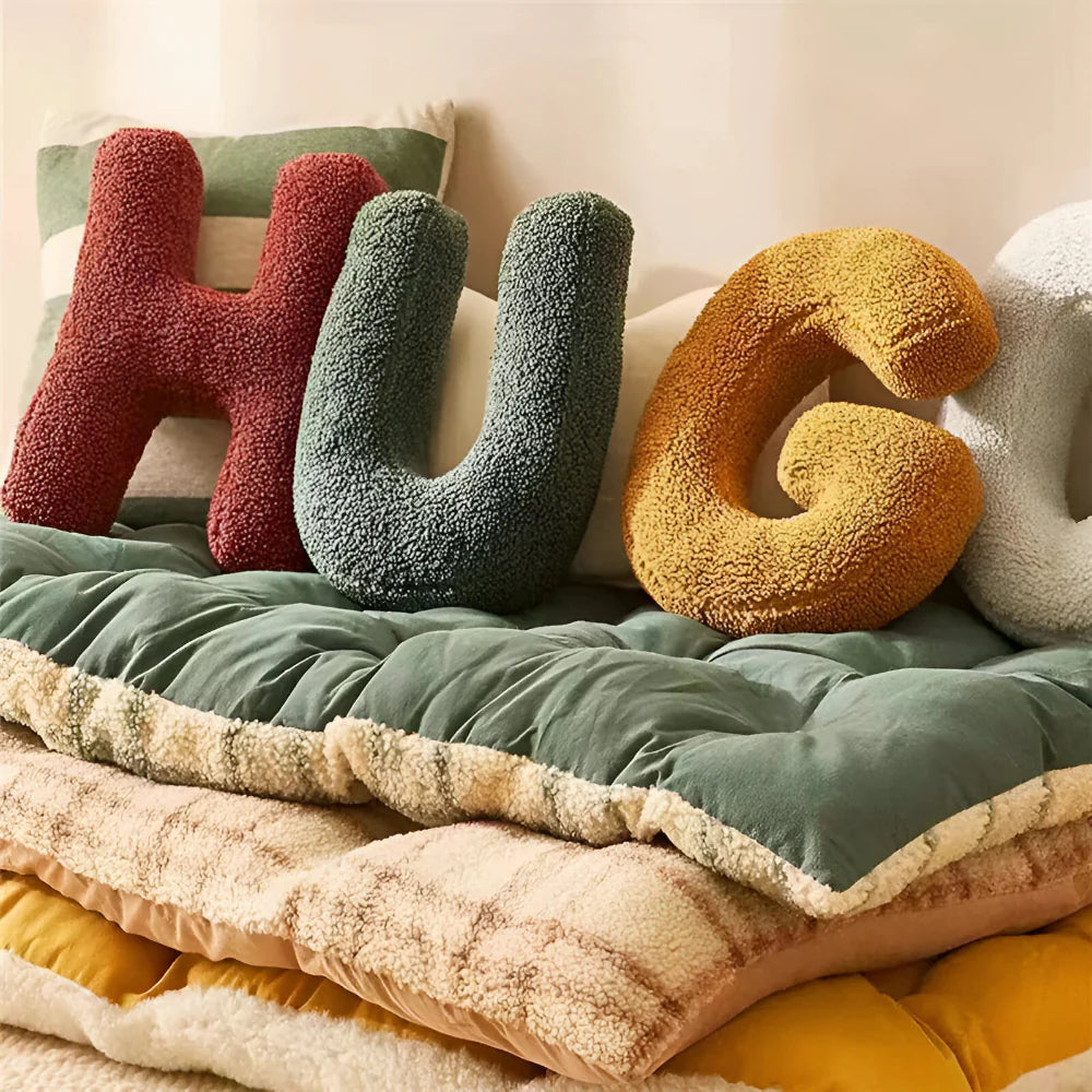Decorative Throw Pillow with Alphabet Letter Design
