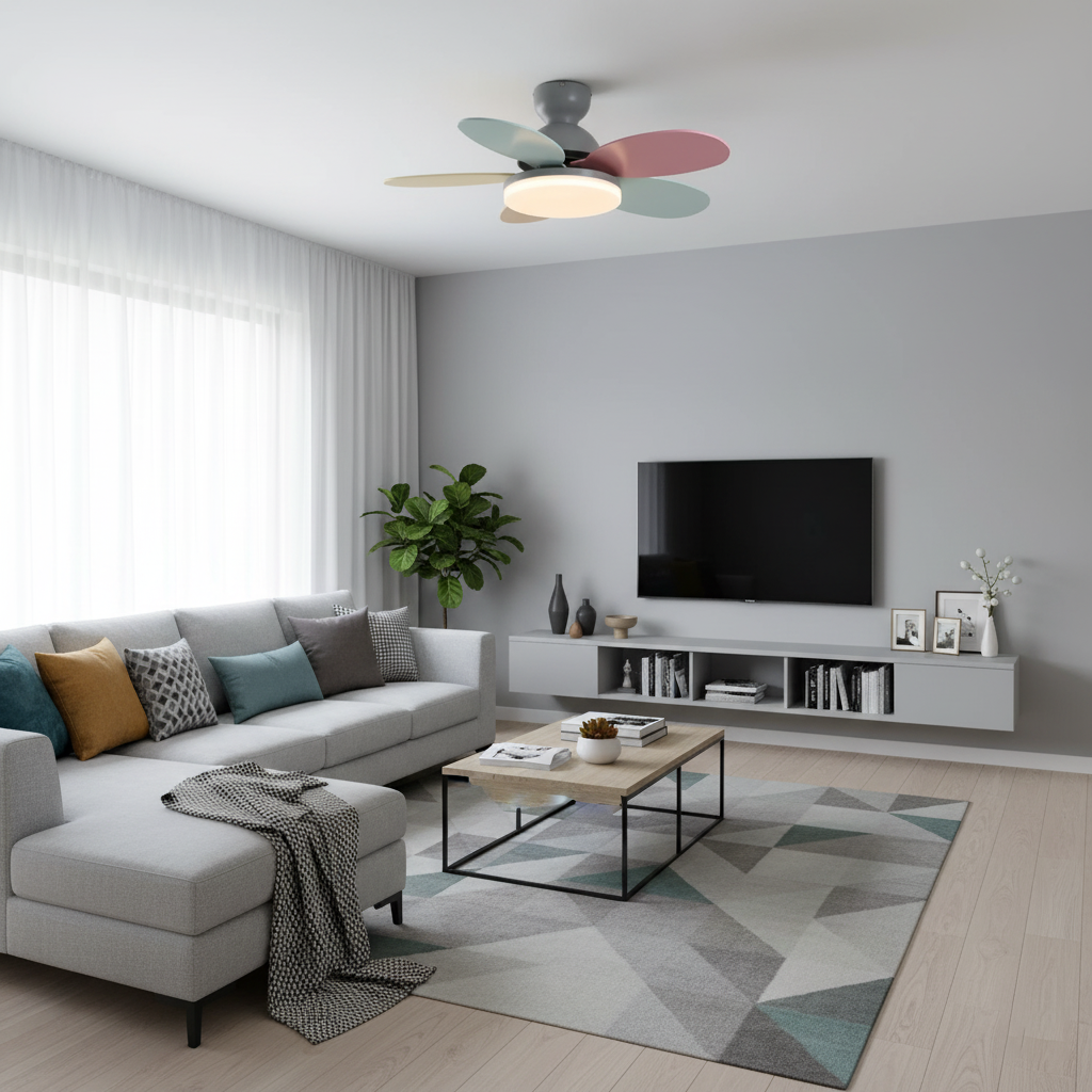 LED Ceiling Fan with Colorful Blades for Contemporary Spaces