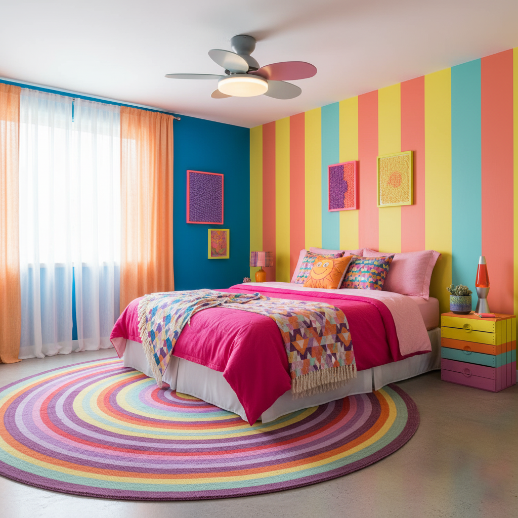 LED Ceiling Fan with Colorful Blades for Contemporary Spaces