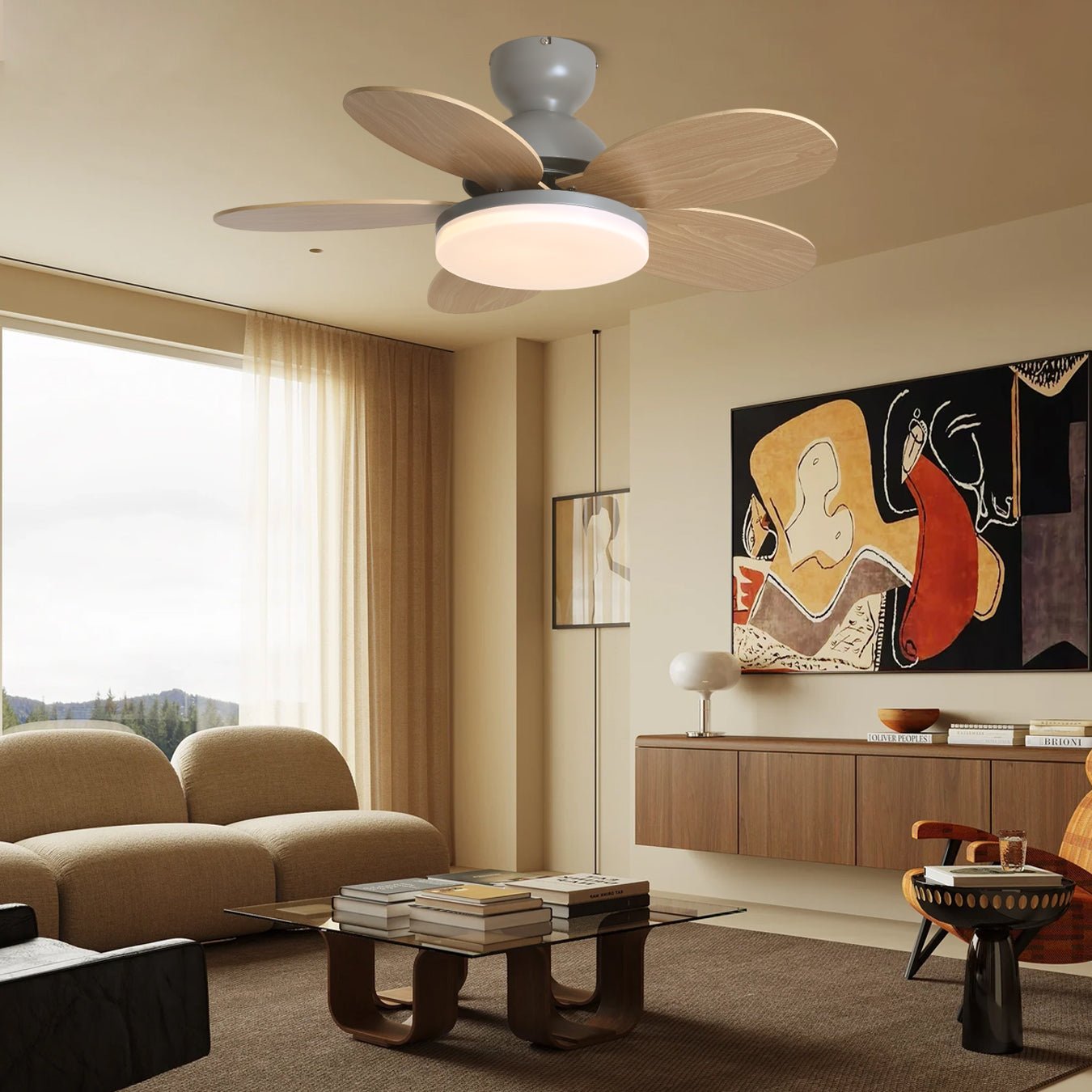 LED Ceiling Fan with Colorful Blades for Contemporary Spaces