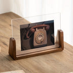 Acrylic Photo Frame with Solid Wood Base for Tabletop Display