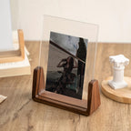 Acrylic Photo Frame with Solid Wood Base for Tabletop Display