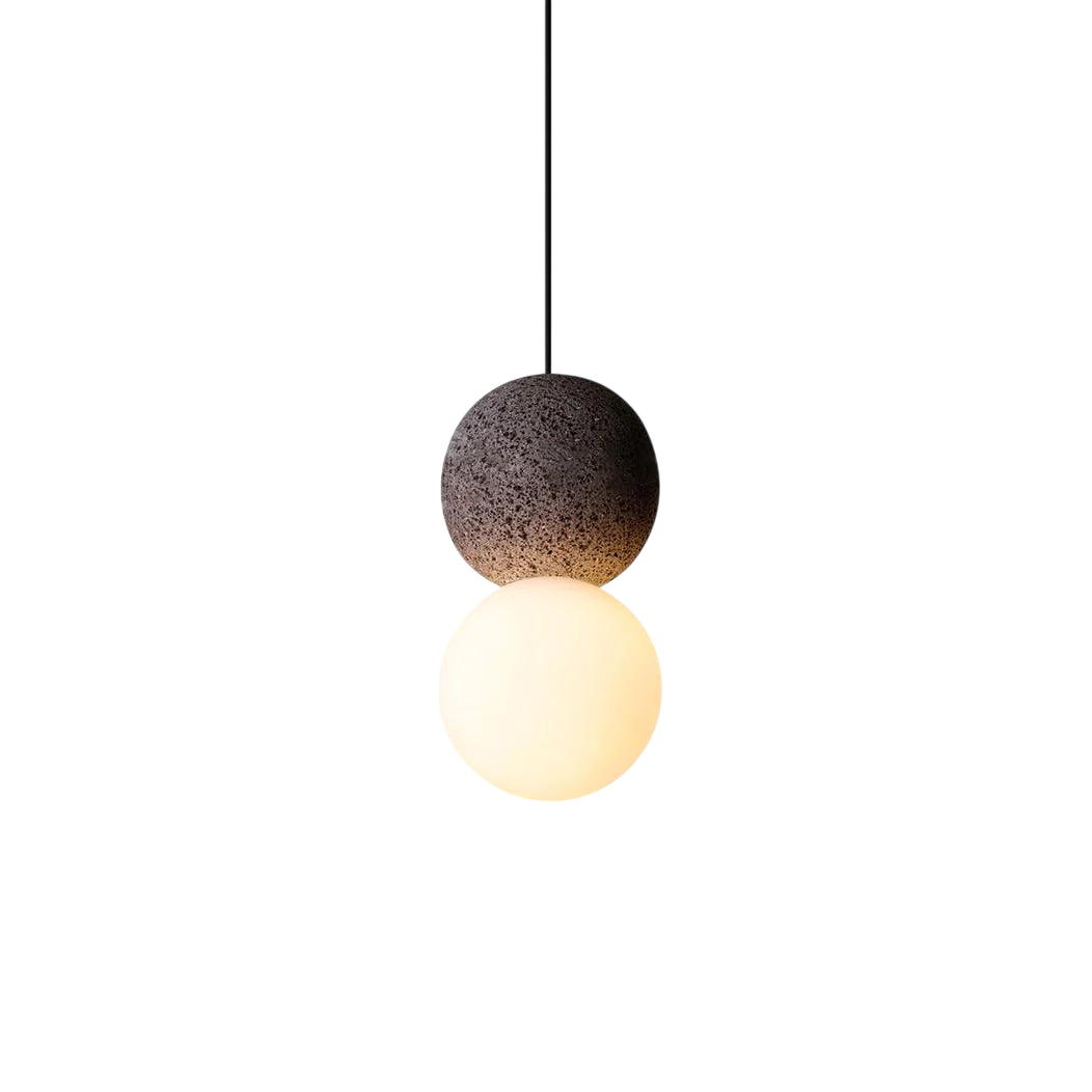 Obsidian Stone Pendant Light with Minimalist Design