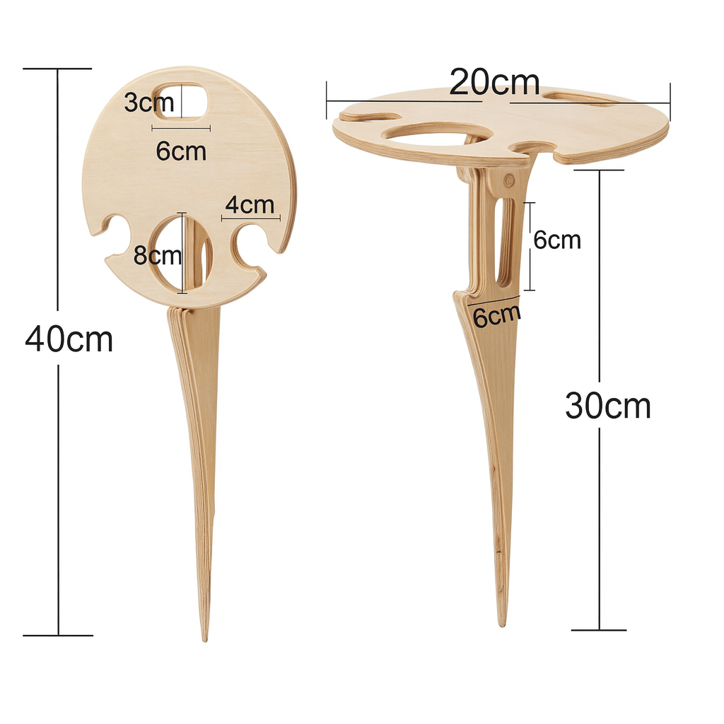 Outdoor Wine Holder with Spike Stand for Snacks and Picnic Table