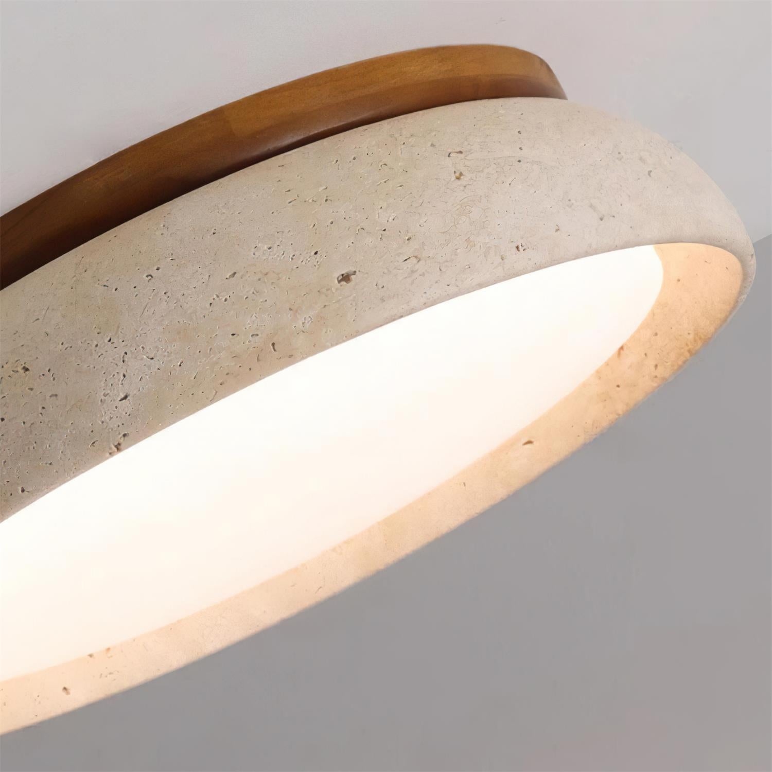 Ceiling Light with Flush Mount Design in Travertine Stone