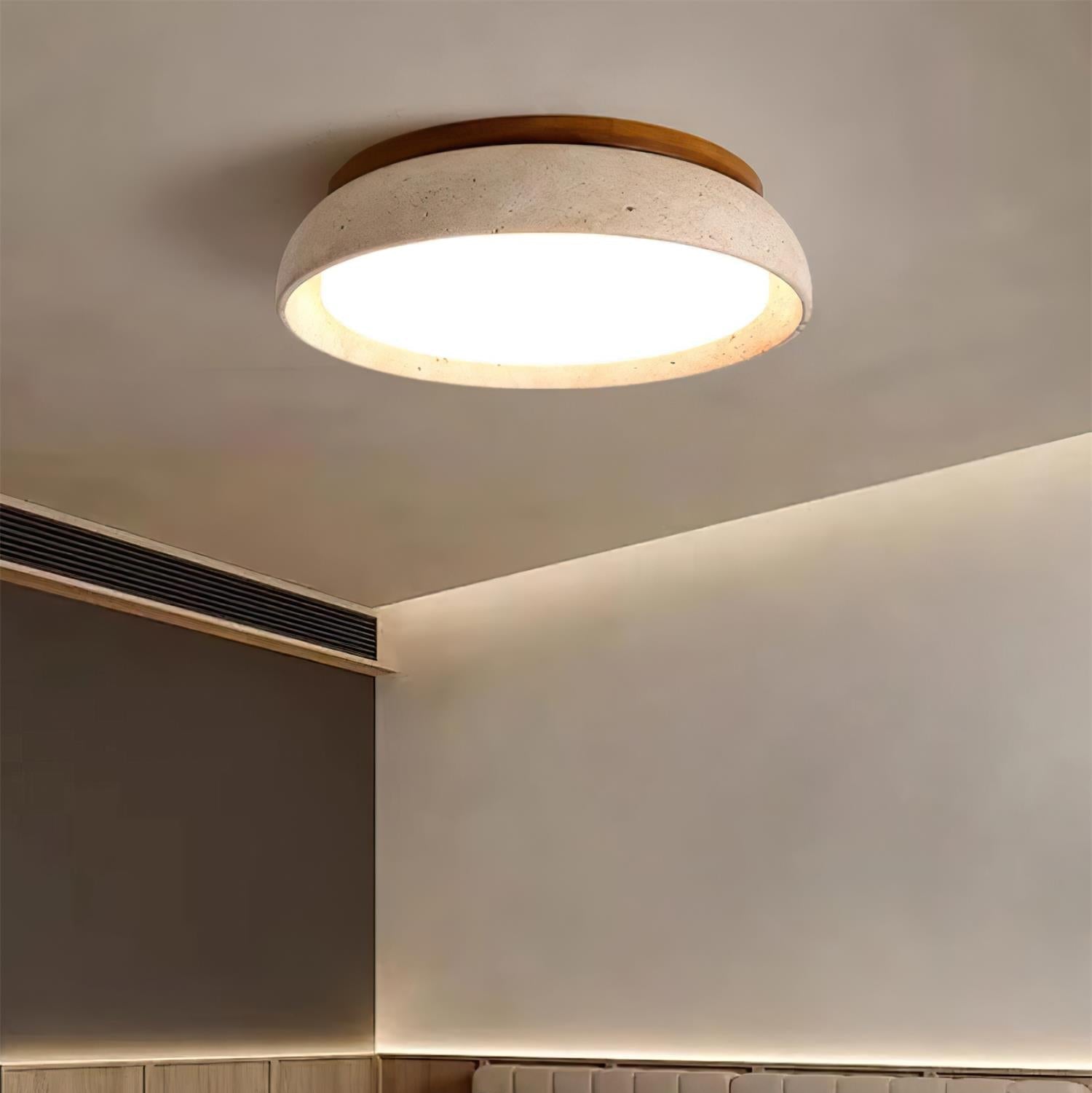 Ceiling Light with Flush Mount Design in Travertine Stone