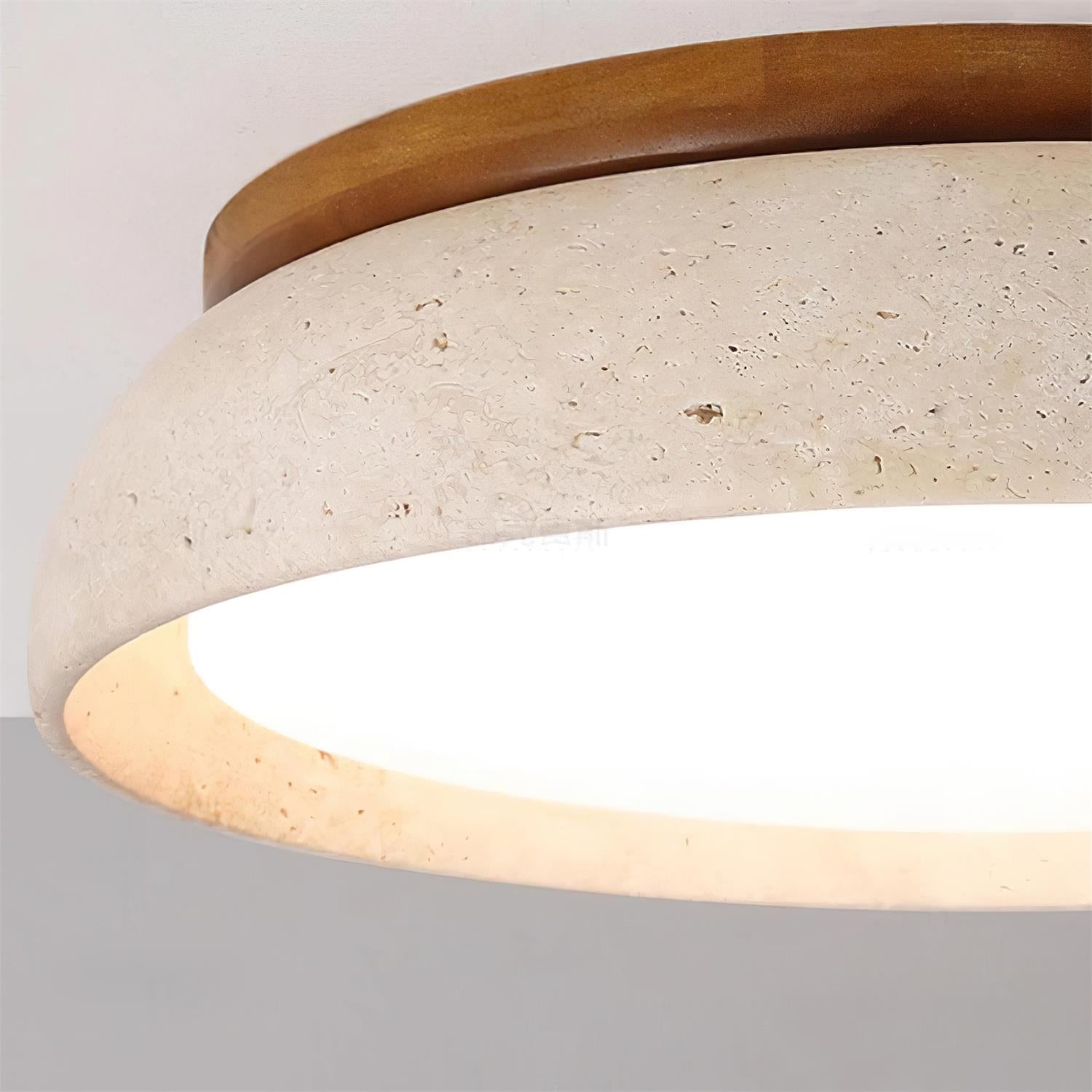 Ceiling Light with Flush Mount Design in Travertine Stone