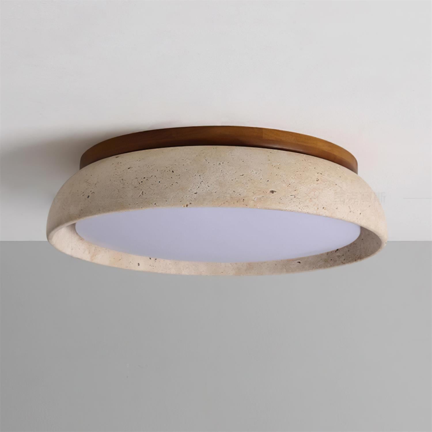 Ceiling Light with Flush Mount Design in Travertine Stone