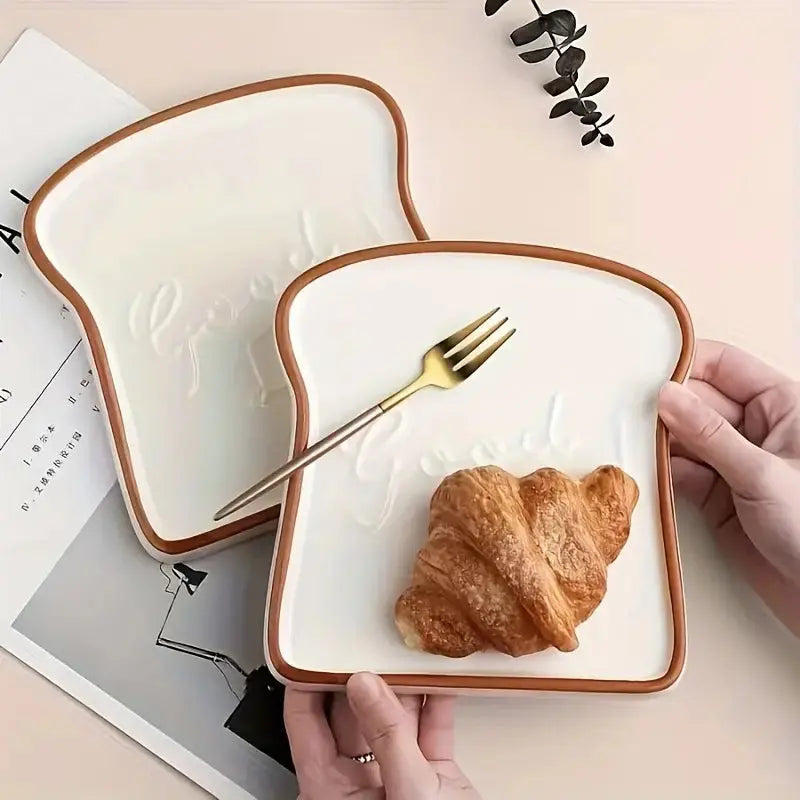 Whimsical Bread-Inspired Ceramic Dining Plate
