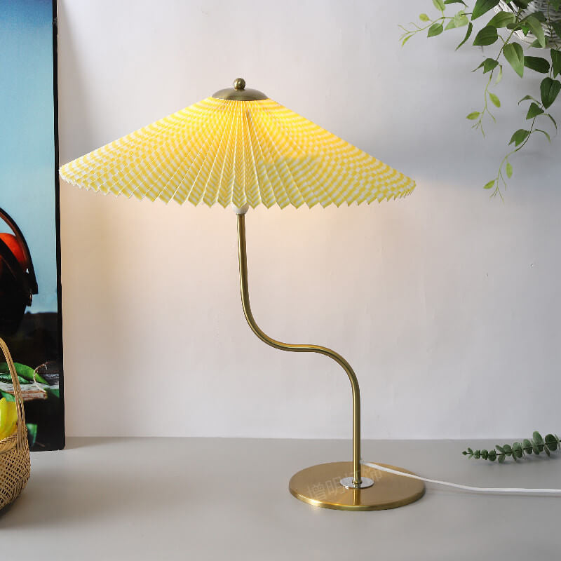 Contemporary Fabric Table Lamp with Pleated Design for Living Room and Bedroom