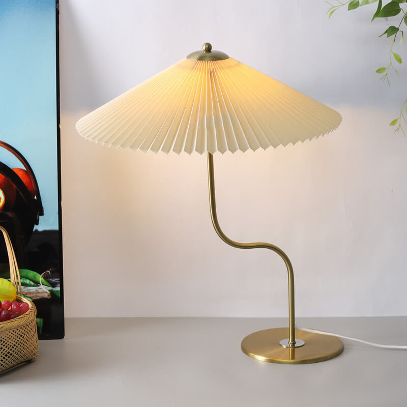 Contemporary Fabric Table Lamp with Pleated Design for Living Room and Bedroom