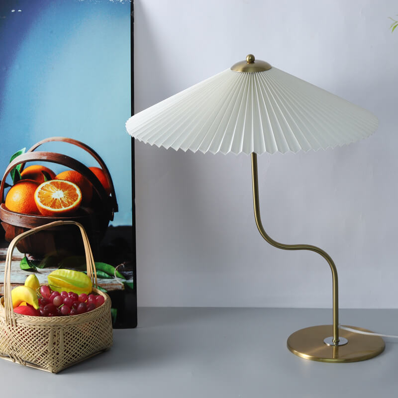 Contemporary Fabric Table Lamp with Pleated Design for Living Room and Bedroom